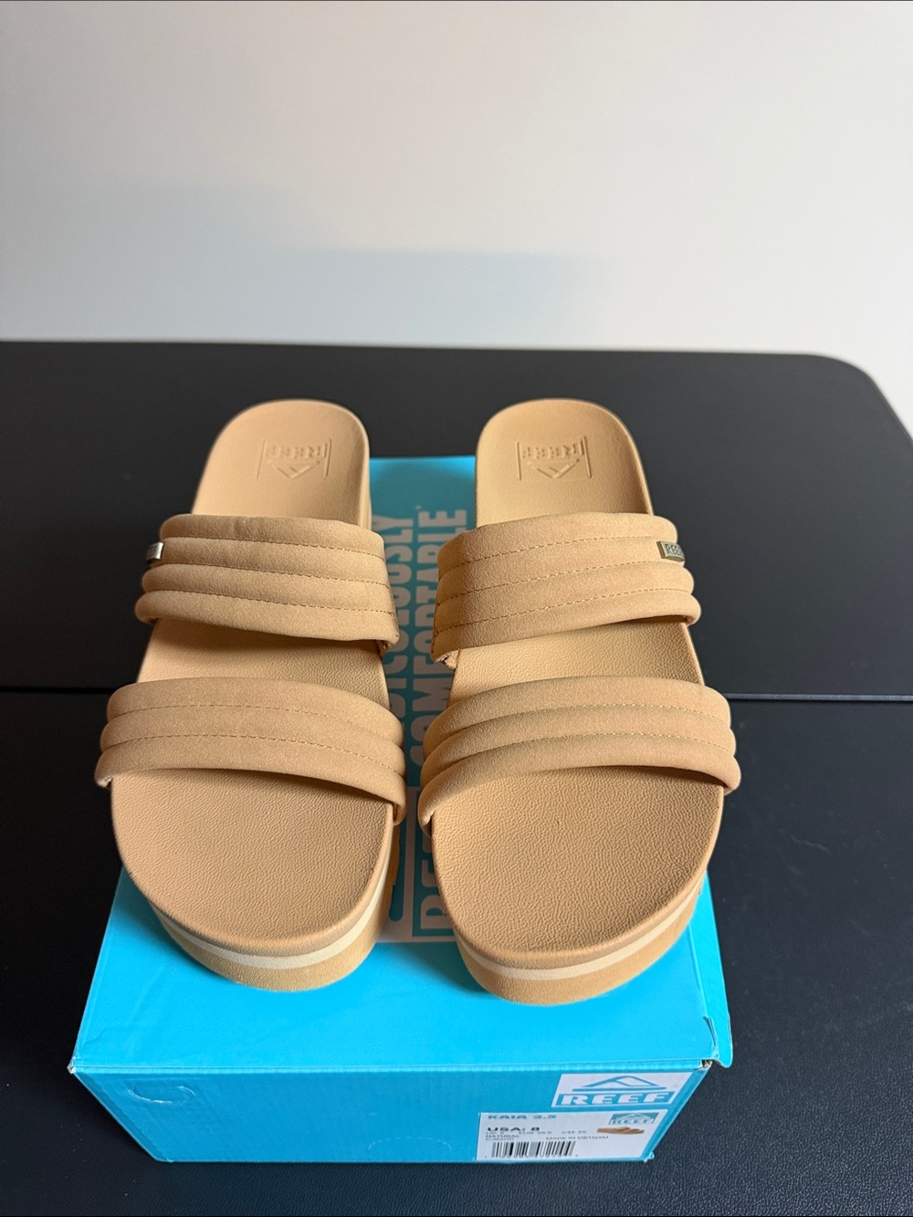Reef Women’s Tan Double-Strap Slide Sandals
